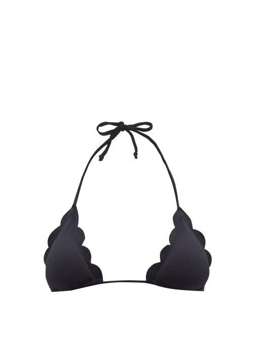 Marysia - Broadway Scalloped-edge Triangle Bikini Top - Womens - Black