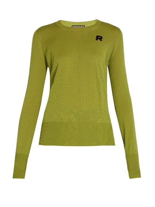 Rochas Eyelet-knit Wool Sweater