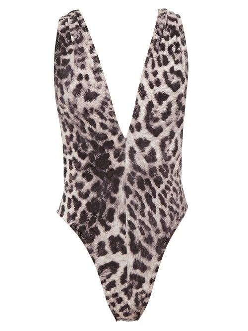 Matchesfashion.com Norma Kamali - Marissa Leopard Print Cross Back Swimsuit - Womens - Grey Print
