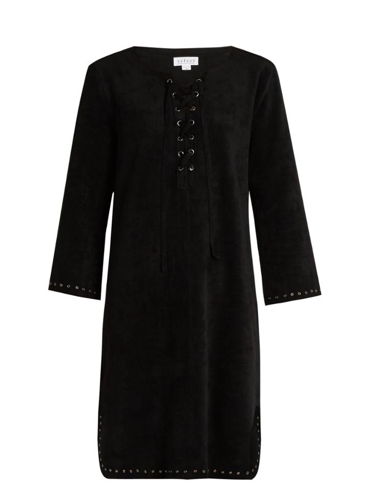 Velvet By Graham & Spencer Raleigh Lace-up Faux-suede Dress