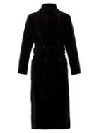 Matchesfashion.com Dolce & Gabbana - Gathered-collar Waist-sash Cotton-velvet Coat - Womens - Black