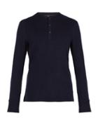 Matchesfashion.com Rag & Bone - Gregory Long Sleeved Wool Blend Henley Top - Mens - Blue