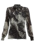 Matchesfashion.com Giambattista Valli - Abstract Square Print Silk Blouse - Womens - Black White