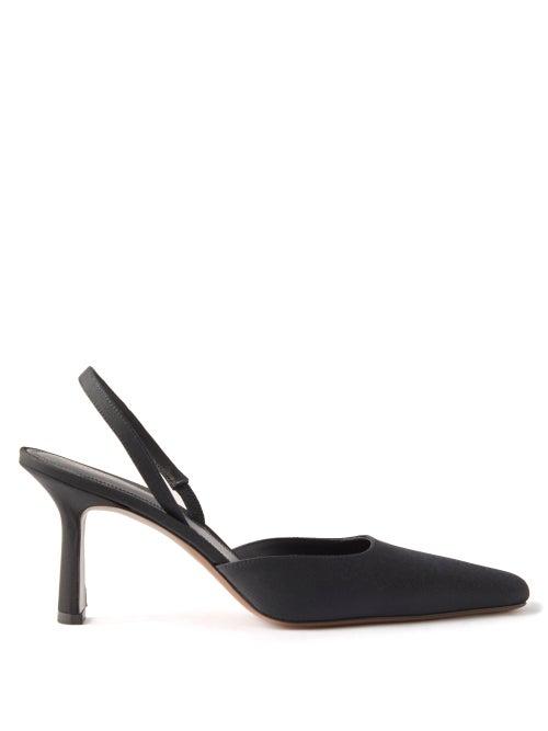 Neous - Dracu Square-point Grosgrain Slingback Pumps - Womens - Black