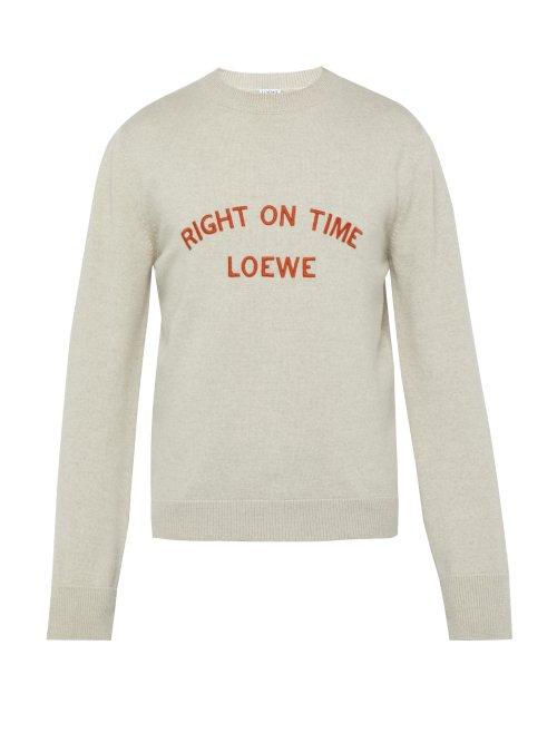 Matchesfashion.com Loewe - Right On Time Wool Sweater - Mens - Light Grey