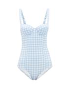 Matchesfashion.com Ephemera - Balconette Gingham-print Swimsuit - Womens - Blue Print