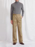 Maison Margiela - Raw-edge Pleated Twill Chinos - Mens - Camel