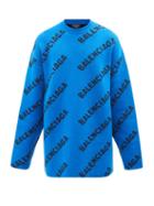 Balenciaga - Monogram-logo Wool-blend Sweater - Mens - Black Blue
