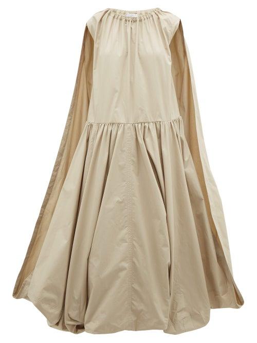 Matchesfashion.com Jw Anderson - Cape Panel Bubble Hem Cotton Dress - Womens - Beige