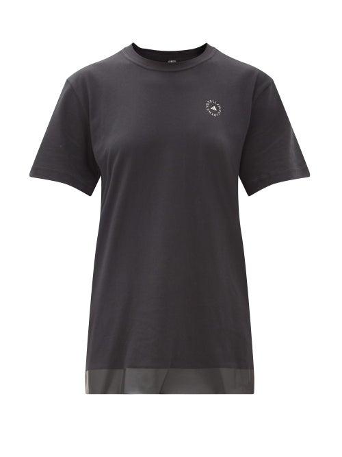 Matchesfashion.com Adidas By Stella Mccartney - Oversized Logo-print Cotton-jersey T-shirt - Womens - Black