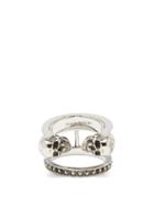 Matchesfashion.com Alexander Mcqueen - Skull & Stud Double-frame Ring - Mens - Silver