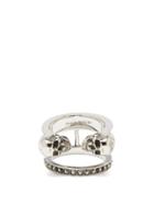 Matchesfashion.com Alexander Mcqueen - Skull & Stud Double-frame Ring - Mens - Silver