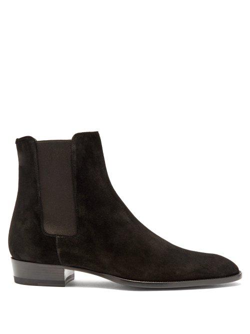 Matchesfashion.com Saint Laurent - Wyatt Suede Chelsea Boots - Mens - Black