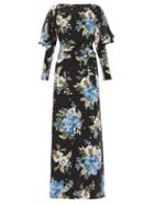 Matchesfashion.com Erdem - Jude Carnation-print Crepe De Chine Maxi Dress - Womens - Black Print