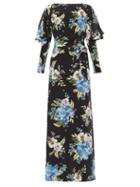 Matchesfashion.com Erdem - Jude Carnation-print Crepe De Chine Maxi Dress - Womens - Black Print