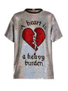 Matchesfashion.com Ashish - Broken Heart Sequin Embellished Silk Top - Womens - Silver