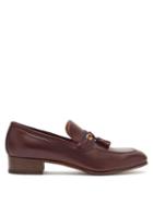 Matchesfashion.com Gucci - Web-striped Leather Loafers - Mens - Burgundy