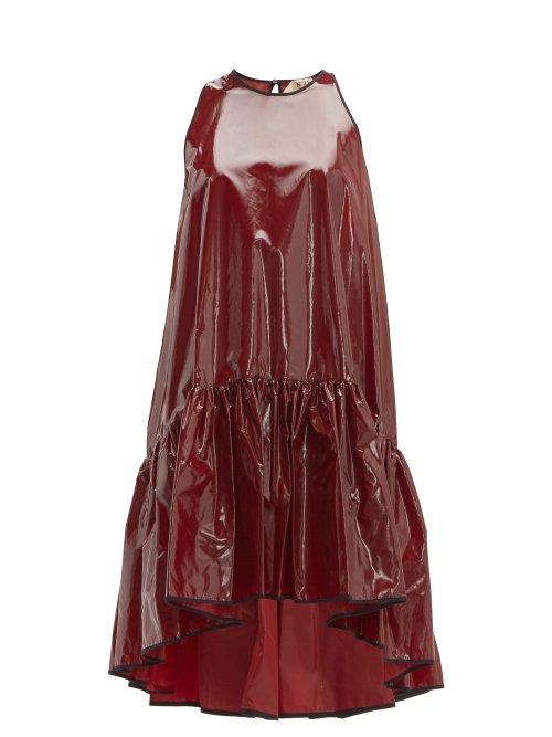 Matchesfashion.com No. 21 - Dropped Hem Coated Silk Mini Dress - Womens - Burgundy