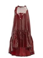 Matchesfashion.com No. 21 - Dropped Hem Coated Silk Mini Dress - Womens - Burgundy