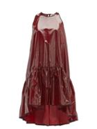 Matchesfashion.com No. 21 - Dropped Hem Coated Silk Mini Dress - Womens - Burgundy