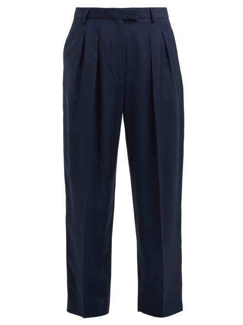 Matchesfashion.com A.p.c. - Cheryl Pleated Front Dupion Trousers - Womens - Navy