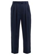Matchesfashion.com A.p.c. - Cheryl Pleated Front Dupion Trousers - Womens - Navy