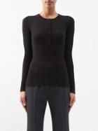 Gabriela Hearst - Julian Ribbed Cashmere-blend Henley Sweater - Womens - Black