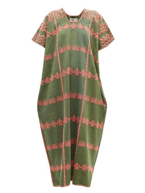 Matchesfashion.com Pippa Holt - No.150 Embroidered Cotton Kaftan - Womens - Green Multi