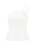 Matchesfashion.com Roland Mouret - Whitefield Rippled-pliss One-shoulder Top - Womens - White