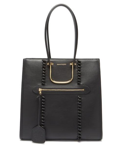 Matchesfashion.com Alexander Mcqueen - The Tall Story Whipstitched Leather Tote Bag - Womens - Black