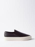 The Row - Marie Leather Slip-on Trainers - Womens - Black & White