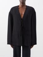 Raey - Tie Front Silk Pyjama Jacket - Womens - Black