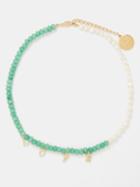 By Alona - Love Zirconia, Pearl & 18kt Gold-plated Necklace - Womens - Green Multi