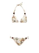 Matchesfashion.com Adriana Degreas - Orchid-print Triangle Bikini - Womens - White Print