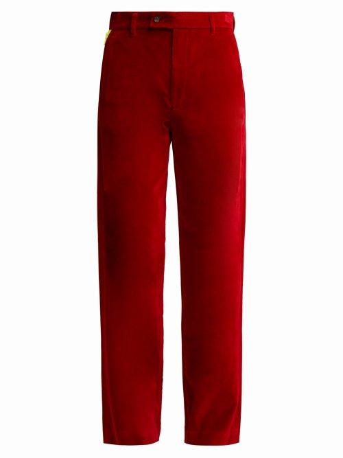 Matchesfashion.com Aries - Straight Leg Cotton Velvet Trousers - Womens - Red