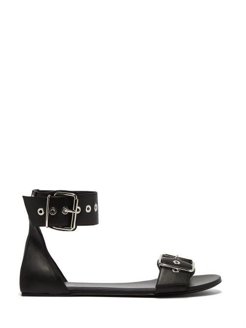 Matchesfashion.com Balenciaga - Belt Buckle Leather Sandals - Womens - Black