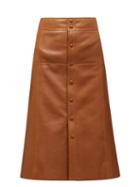 Matchesfashion.com Saint Laurent - A-line Leather Skirt - Womens - Brown
