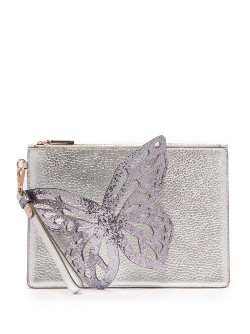 Matchesfashion.com Sophia Webster - Flossy Butterfly Leather Clutch - Womens - Silver