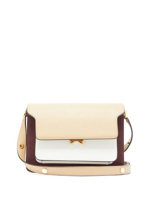 Matchesfashion.com Marni - Trunk Medium Saffiano Leather Shoulder Bag - Womens - Beige Multi