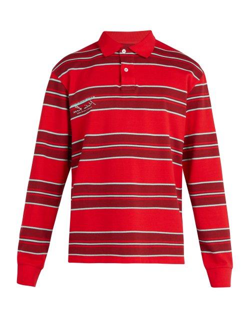 Matchesfashion.com Martine Rose - Striped Long Sleeved Polo Shirt - Mens - Red Multi