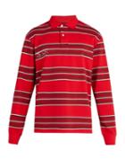 Matchesfashion.com Martine Rose - Striped Long Sleeved Polo Shirt - Mens - Red Multi