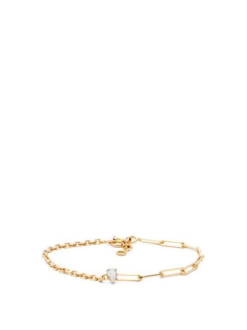 Matchesfashion.com Yvonne Lon - Diamond & 18kt Gold Mixed-chain Bracelet - Womens - Yellow Gold