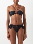 Nensi Dojaka - Butterfly V-neck Bikini Top - Womens - Black