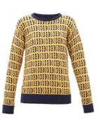 Matchesfashion.com Bode - Signature Logo Jacquard Wool Sweater - Womens - Yellow