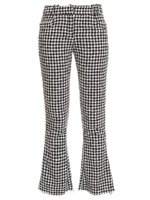 Balmain - Houndstooth-jacquard Bootcut Tweed Trousers - Womens - Black White
