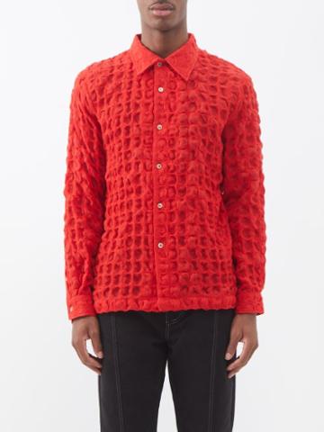 Sfr - Ripley Textured-wool Shirt - Mens - Red