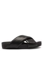 Ladies Shoes Jil Sander - Cross-strap Padded-leather Slides - Womens - Black