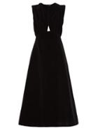 Matchesfashion.com Emilia Wickstead - Angelica Cut Out Velvet Midi Dress - Womens - Black