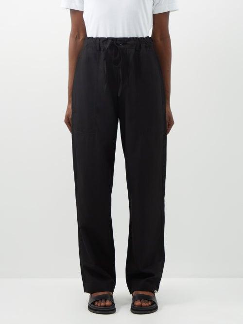 Proenza Schouler White Label - Drawstring-waist Poplin Trousers - Womens - Black