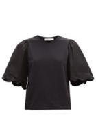 Matchesfashion.com See By Chlo - Sleeve Embroidered Cotton Top - Womens - Black